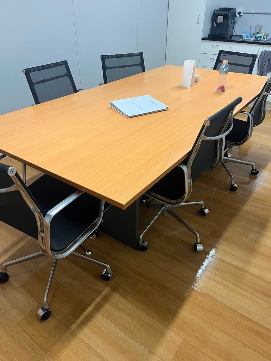 Office floor freshly mopped — streak-free finish